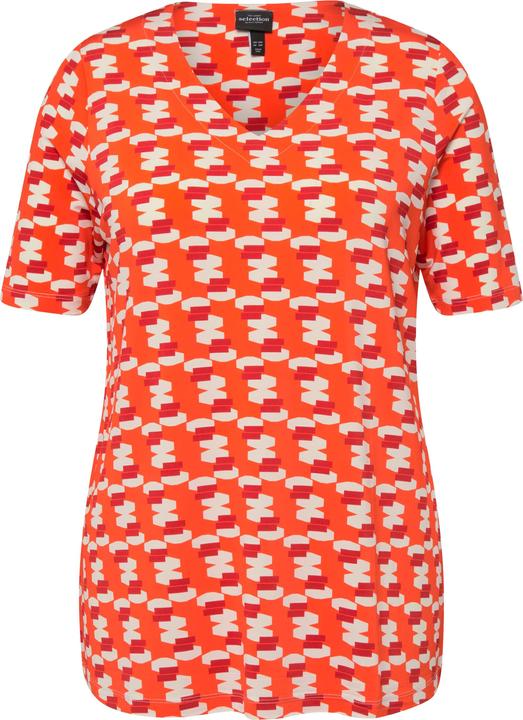 Produktbild Ulla Popken Slinkyshirt, Retro-Design, V-Ausschnitt, Halbarm (50, 52)