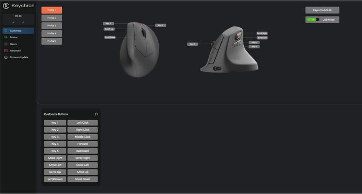 Produktbild Keychron M5 Kabellose Maus, schwarz (Kabelgebunden, Kabellos)