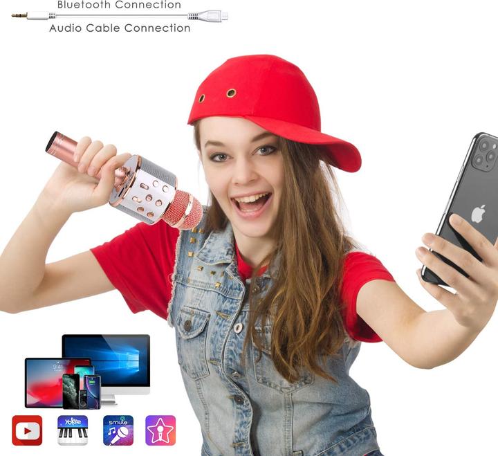 Actual product image Esmée Karaoke microphone with Bluetooth, AUX & speaker - rose gold (iOS/Android)