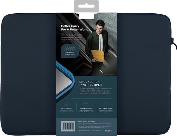 Actual product image Uniq etui Vienna laptop Sleeve 14" niebieski/indigo blue Waterproof RPET (14")