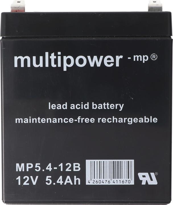Actual product image Multipower MP5.4-12B 12V 5,4Ah 6,3mm Faston Lead Battery AGM Lead Gel Battery (12 V, 5.40 Ah)