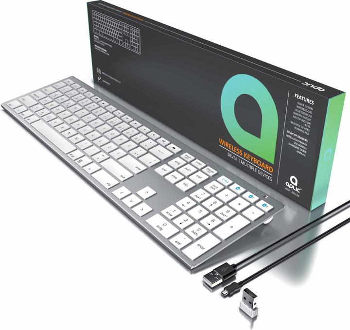 Produktbild Aplic kabellose 2,4 GHz Funk + Bluetooth Tastatur (DE, Kabellos)