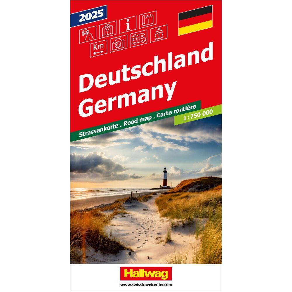 Hallwag Strassenkarte Deutschland 2025, Landkarte
