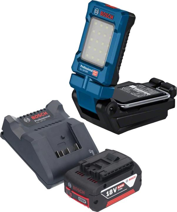 Batterie Li-Ion 5000 mAh, 1x Bosch GAL 18V-20 chargeur de batterie, 5,0 Ah, 1x Bosch GLI 18V-800 Professional lampe sans fil, 1x Bosch GBA 18 Volt