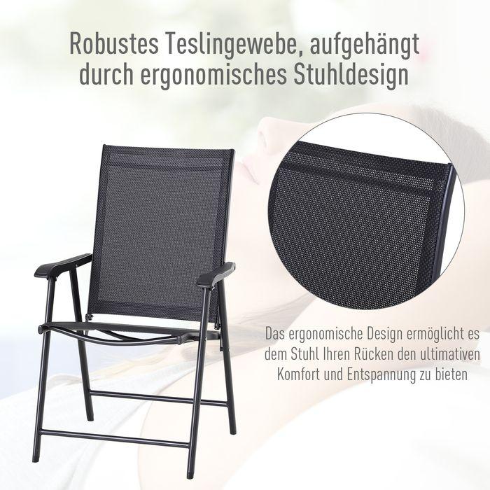 Image du produit Swisshandel24 Campingstühle 2er Set Klappstuhl, Armlehnen, Metall Schwarz 58x64x94cm