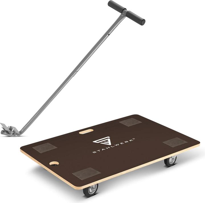 Immagine prodotto Stahlwerk Rollwagen mit Handgriff bis 300 kg 90x60 cm Rollbrett Transportroller (300 kg)