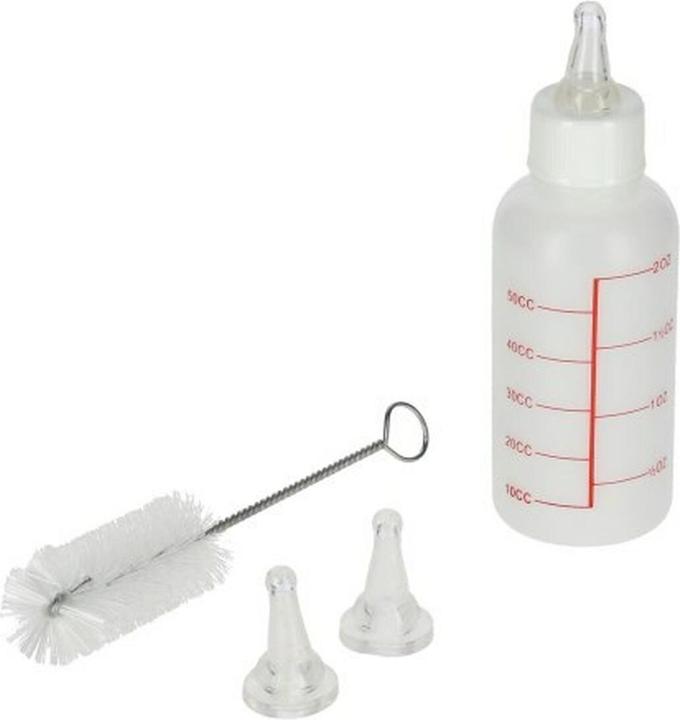 Actual product image Kerbl Breeding bottle 50 ml, with 2 nipples w. cleaning brush (0.05 l)