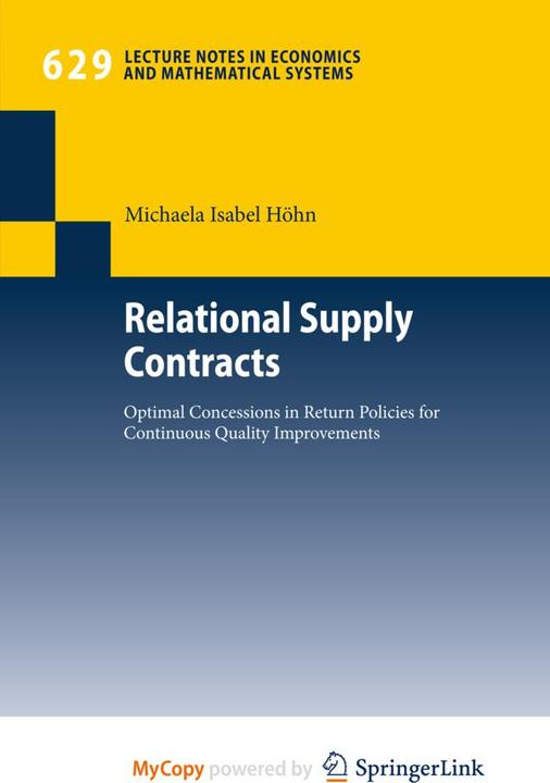 Relational Supply Contracts (Englisch, Michaela I. Höhn, 2009)