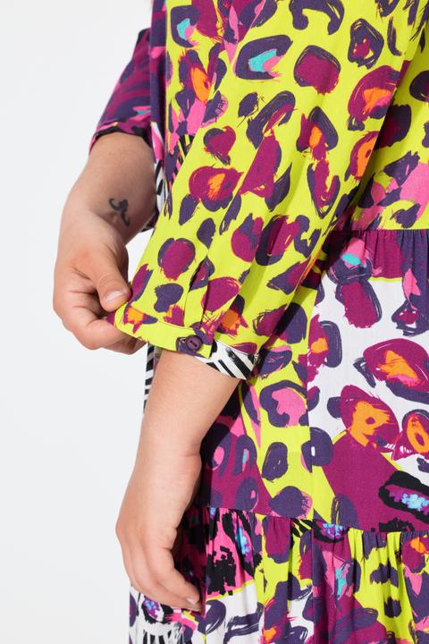 Actual product image Angel of Style Colorful Leopard Pattern Tunic with 3/4 Sleeves and Tunic Neckline (56)