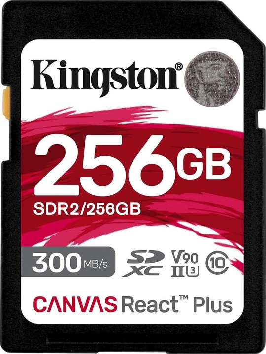 Productafbeelding Kingston Canvas React Plus SDXC UHS-II 300R/260W U3 V90 voor /4K/8K (256 GB, SDXC, U3, UHS-II)