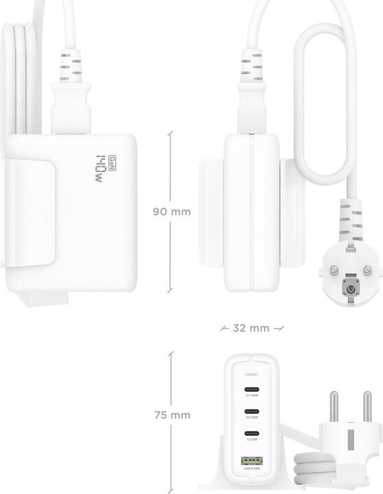 Produktbild Aisens ASCH-140W4P055-W (140 W, 4 Ports)