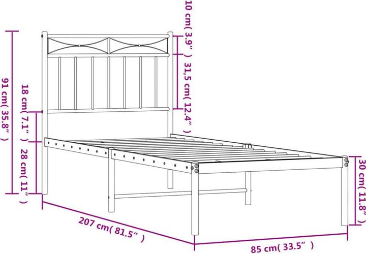 Image du produit vidaXL Bettgestell (80 x 200 cm)
