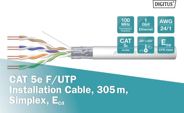 Produktbild Digitus CAT5e F-UTP Roh-Ins.kabel 305m (F/UTP, CAT5e, 305 m)