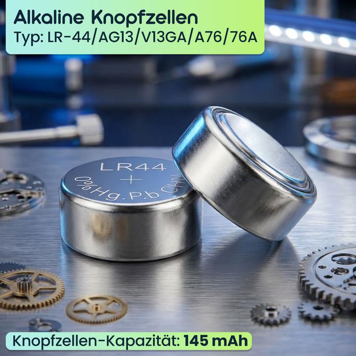 Actual product image Ideoon 20er-Spar-Set LR44 AG13 Alkaline Knopfzellen 1,5V Batterien, 145 mAh hohe Kapazität (20 pcs., LR44, 145 mAh)