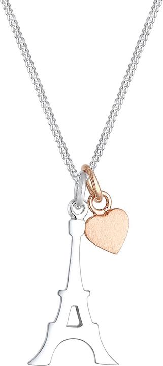 Immagine prodotto Elli Collana Torre Eiffel Cuore Opaco Argento 925 (Nessuna pietra, Argento 925 Oro rosa, 45 cm)