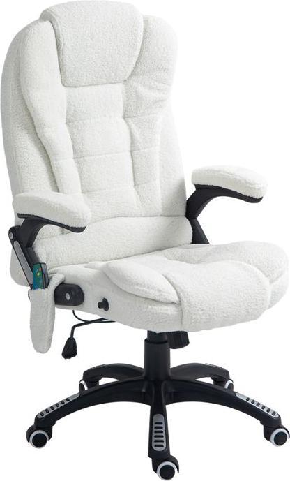 Produktbild Swisshandel24 Massage-Bürostuhl mit Wippfunktion, mit Heizfunktion, Liegefunktion, mit Fussstütze, Teddysamt, Weis (45 - 55 cm)
