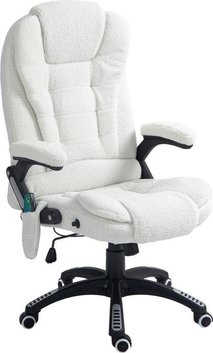 Produktbild Swisshandel24 Massage-Bürostuhl mit Wippfunktion, mit Heizfunktion, Liegefunktion, mit Fussstütze, Teddysamt, Weis