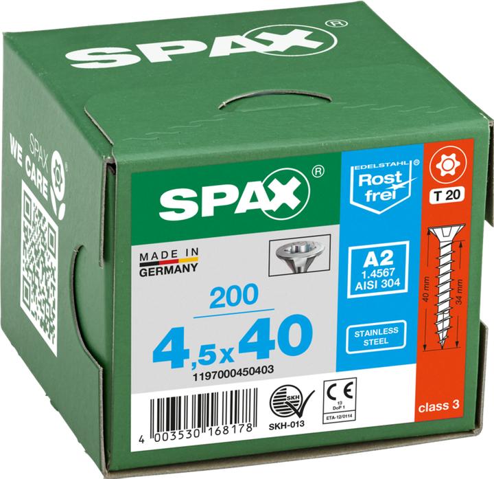 Actual product image Spax A2 Senkmultikopf T-Star Plus T20 Vollgewinde (200 Screws per piece, 4.5 x 40 mm)