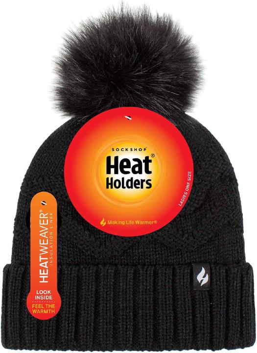 Image du produit Heat Holders Winter Mütze mit Fleecefutter | Warm Bommelmütze Zickzack