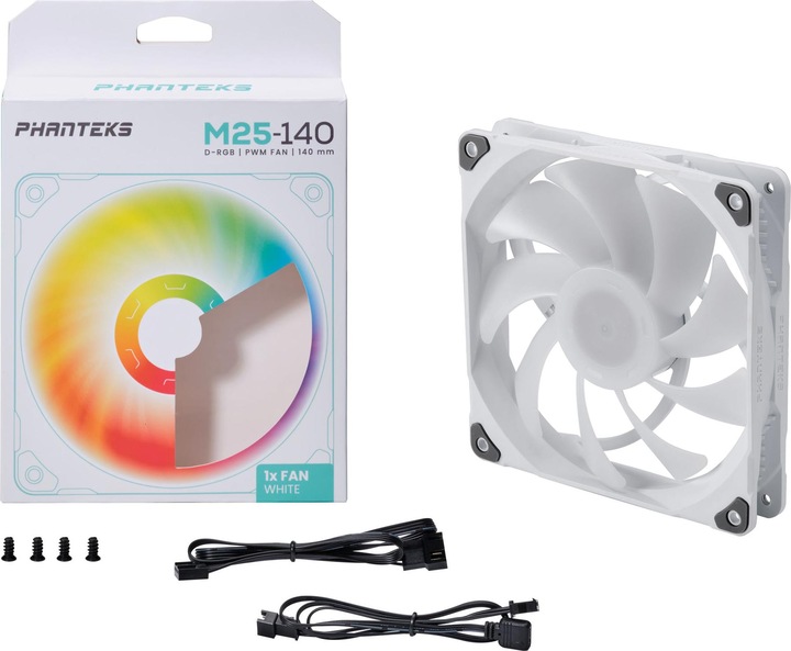 Produktbild Phanteks M25 PWM D-RGB Lüfter, 3er Pack - 140mm, weiss (140 mm, 3 x)