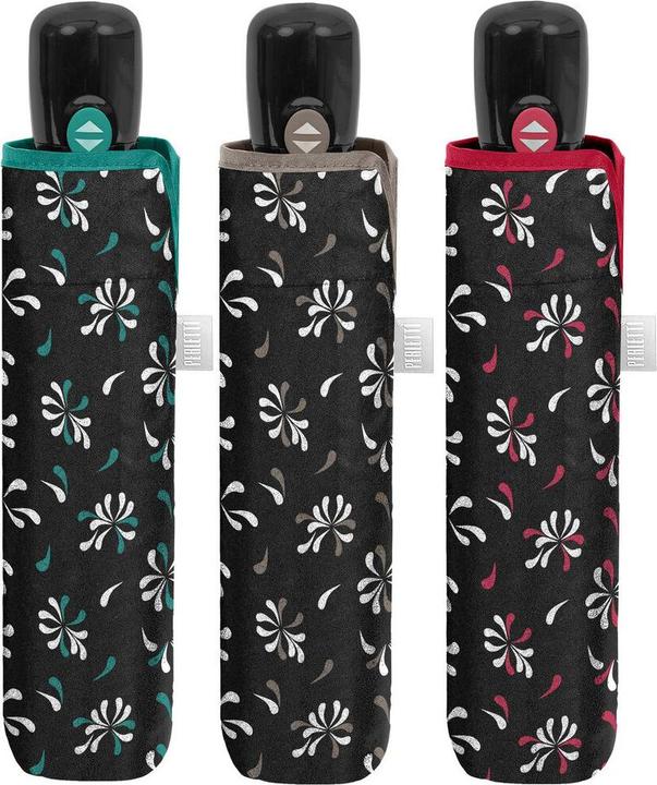Actual product image Perletti Automatic folding black print leopard umbrella assorted 54cm