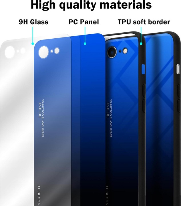 Produktbild Cadorabo TPU 2 Farben Glas Cover (Apple iPhone 7, Apple iPhone SE (2nd Gen))