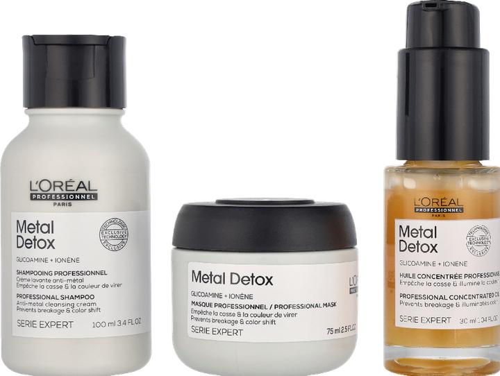 Image du produit L'Oréal Paris L'Oreal Professionnel Metal Detox Shampoo, Mask & Oil Mini Trio Kit (Kit de soins capillaires)
