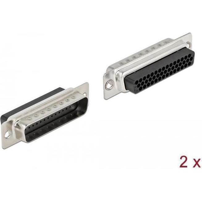 Delock D-Sub HD 44 Pin Crimp Stecker, Metall, 2 Stück, Elektronikkabel + Stecker, Schwarz