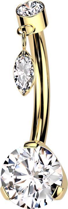 Produktbild Hollywood Body Jewelry Threadless Banane vergoldet Zylinder silber Kristall silber Anhänger Ovaler Kristall silber und Kris (Titan)