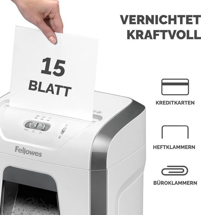 Produktbild Fellowes Aktenvernichter 15C weiss (Partikelschnitt)