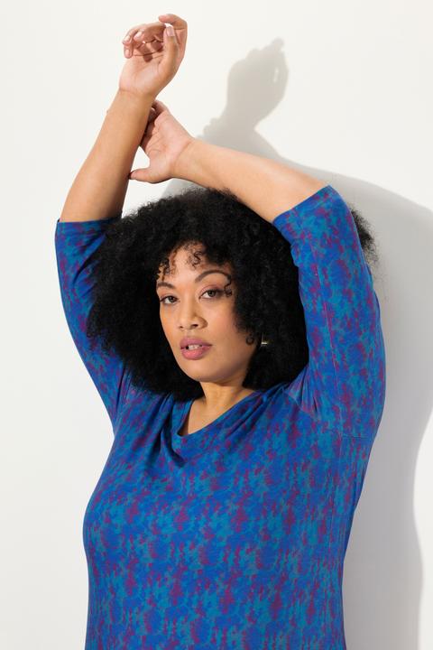 Produktbild Ulla Popken Longshirt, Batikmuster, A-Linie, V-Ausschnitt, 3/4-Arm (46, 48)