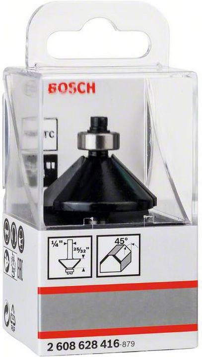 Produktbild Bosch Professional Zubehör Fasefräser, 1/4-Zoll, D1 34,9 mm, B 13 mm, L 14,7 mm, G 56 mm, 45°
