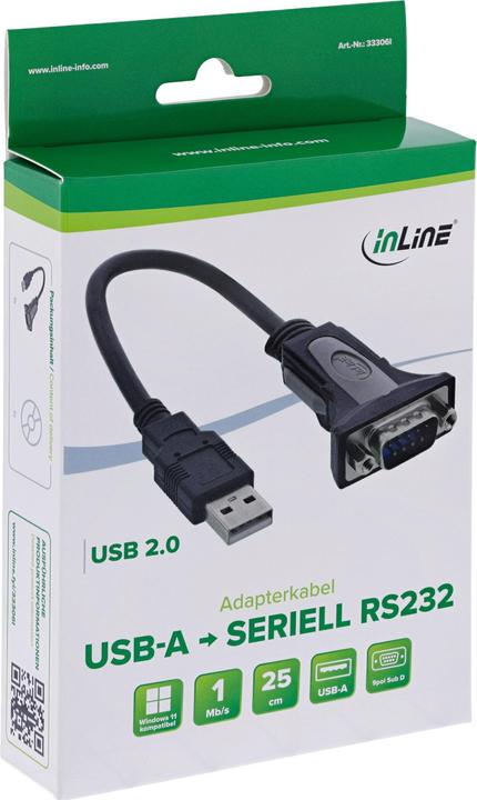 Produktbild InLine USB 2.0 zu Seriell Adapterkabel (0.25 m)