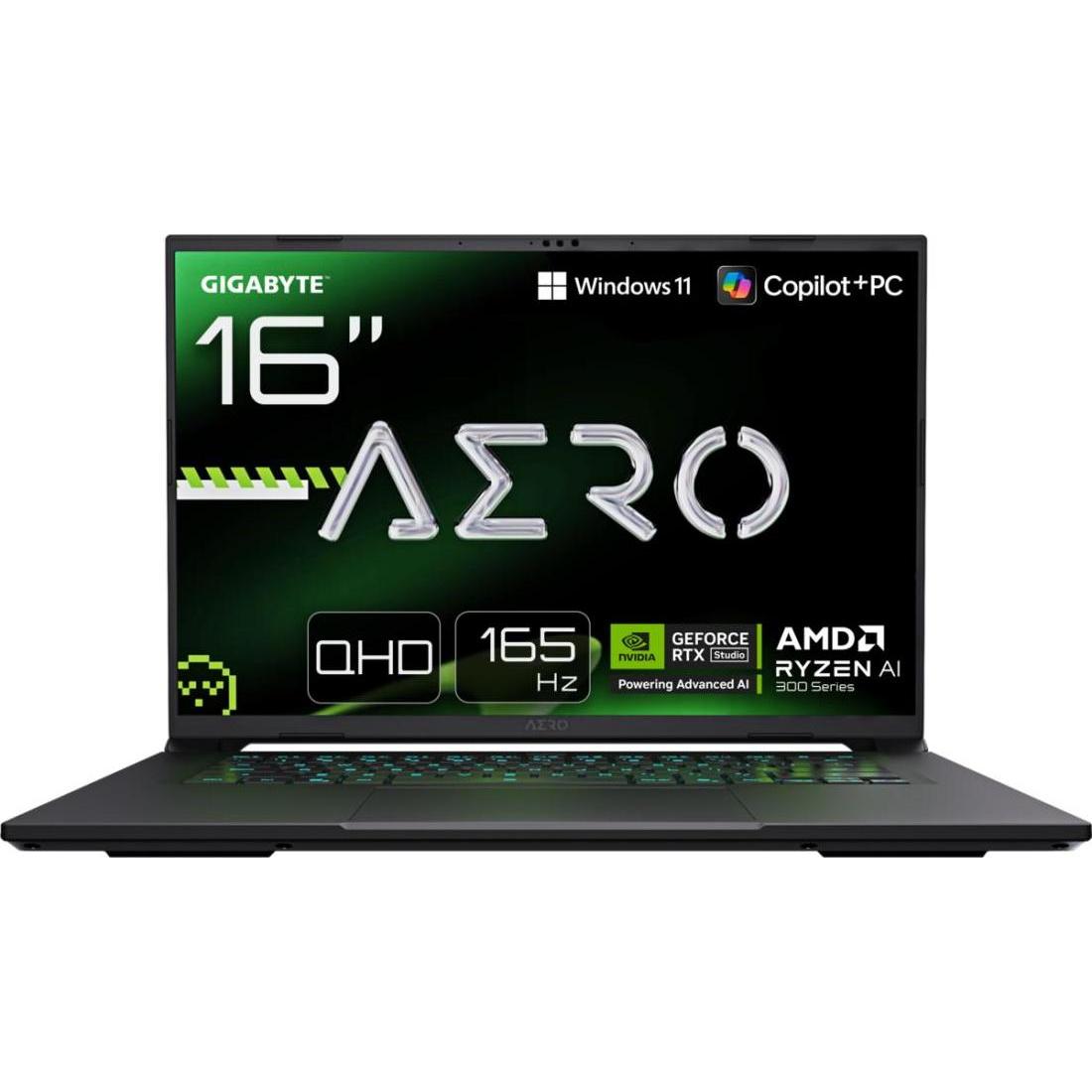 Gigabyte AERO X16 1WH93DEC64AH (16", 1000 GB, 128 GB, Deutschland, AMD Ryzen AI 7 350), Notebook, Gr
