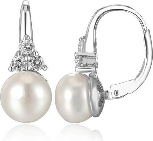 Image du produit Beneto Boucles d'oreilles de luxe en argent avec perle d'eau douce AGUC2251P - Diamètre : 0.8 cm (L)