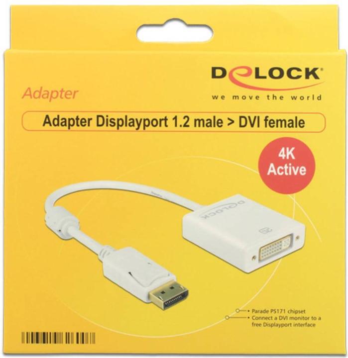 Immagine prodotto Delock Adattatore monitor DP a DVI, attivo, supporto 4K (DVI, 20 cm)