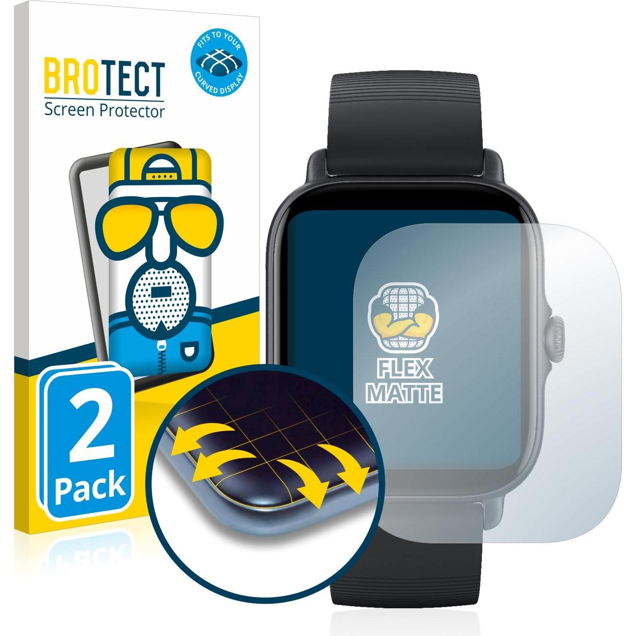 BROTECT Full-Cover Displayschutz Matt, Smartwatch Schutzfolie, Grau