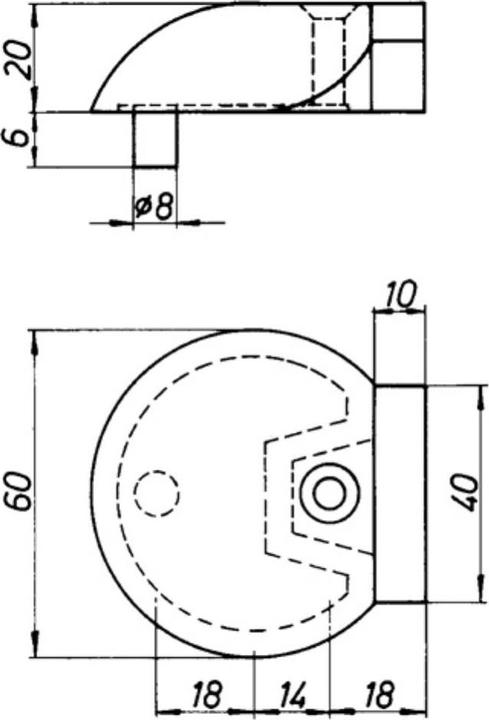 Produktbild Deni Türpuffer 3846 Ø 60 mm Höhe 20 mm Aluminium naturfarbig / F1 Dübelmontage (1 Stück)