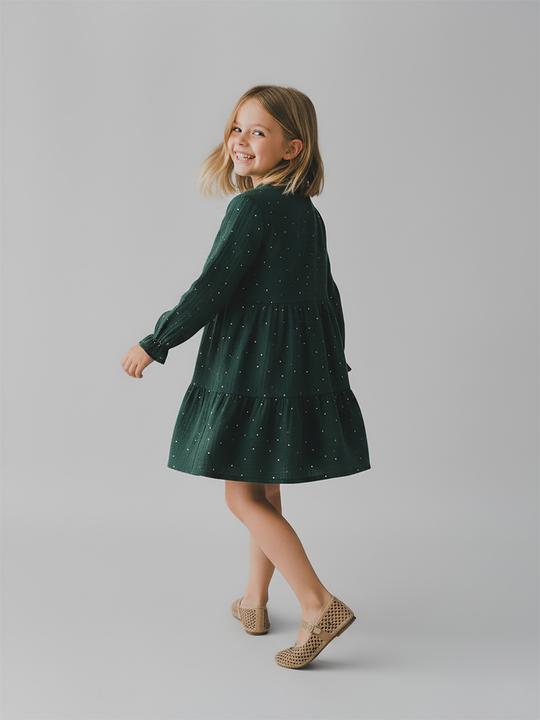 Actual product image Vertbaudet Mädchen Musselinkleid mit goldenen Tupfen (92)