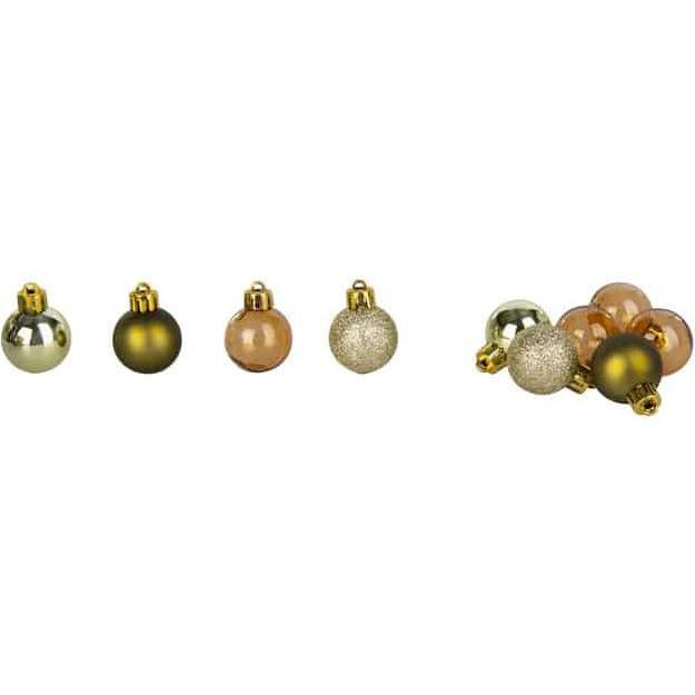 MICA Living, Christbaumschmuck, Christbaumkugeln - bruchfest - braun/grün/gold - ca. 3 cm - 24 Stück (24 -teilig)