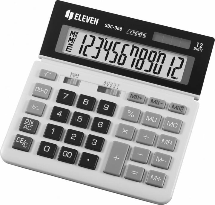 Eleven Pocket calculator SDC368 Pocket calculator, black and white, desktop, 12 places, dual power supply