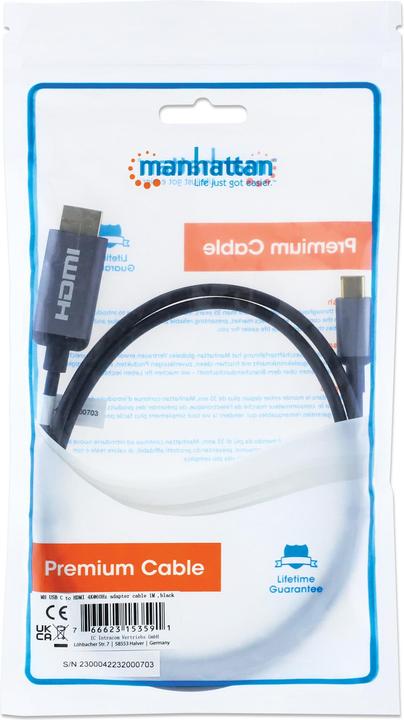 Actual product image Manhattan USB-C – HDMI (1 m, HDMI)
