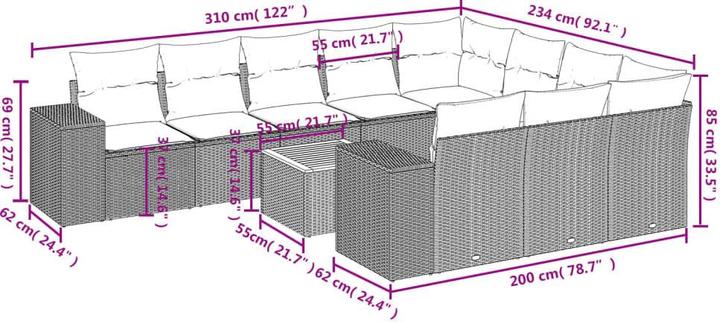 Immagine prodotto vidaXL Set di divani da giardino set da giardino gruppo di sedute da giardino 11 pezzi beige