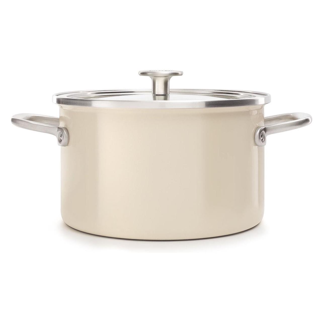 KitchenAid Cvd Braadpan 24cm CrèmeEx/Crème In 6L, Pan + Steelpan, Beige