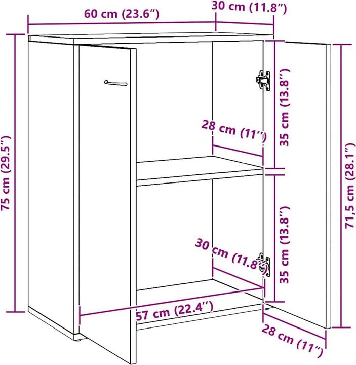 Produktbild vidaXL Sideboard (60 x 30 x 75 cm)