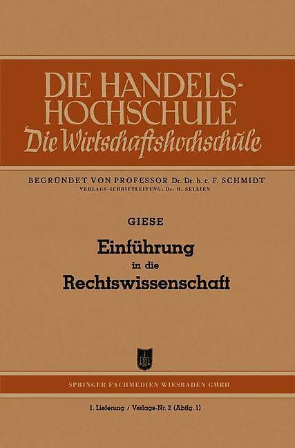 Produktbild Einführung in die Rechtswissenschaft (Deutsch, Friedrich Giese, 1948)