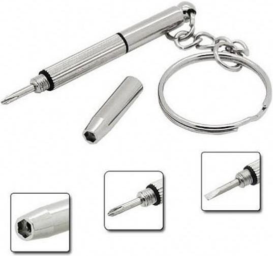 Actual product image PhoneLook Porte-clés multifonctions 2 en 1 en aluminium avec tournevis à tête plate et cruciforme (1 pc)