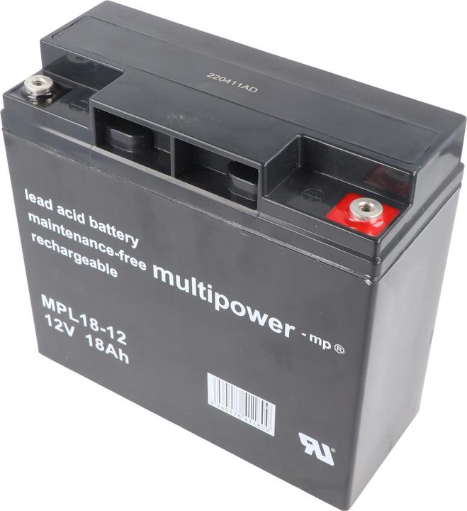 Actual product image Multipower MPL18-12 12V 18Ah Long Life Bleiakku AGM Blei Gel Akku (12 V, 18 Ah)