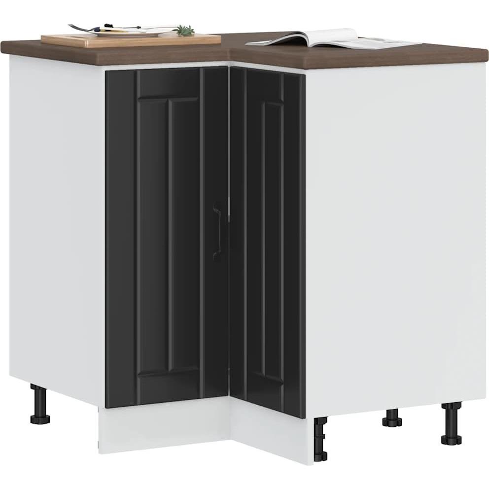 VidaXL, Regal, Küchen-Eckunterschrank Lucca Schwarz Holzwerkstoff Eckunterschrank (75.5 x 75.5 x 81.5 cm)
