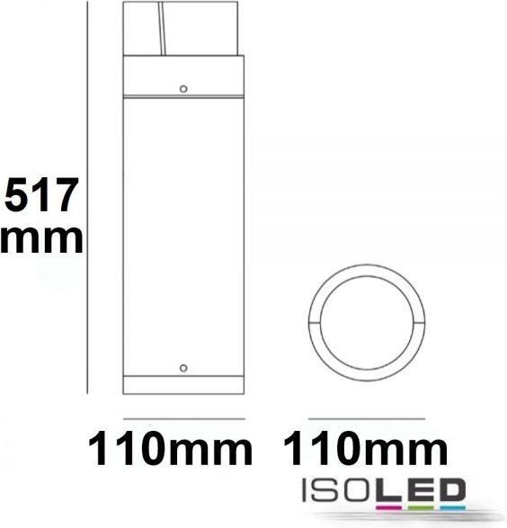 Image du produit Isoled Borne d'éclairage LED Type3, 50cm, 6W, noir sable, blanc chaud (430 lm, IP54)